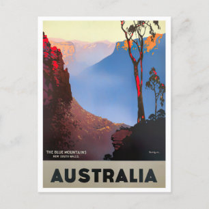 Blue Mountains Australien Vintage Reise Postkarte