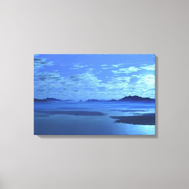 Blue Mountains Blue Lake Fine Art Leinwand Wrap (Vorderseite)