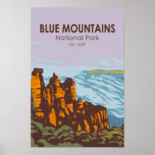 Blue Mountains Nationalpark Australien Vintage Poster