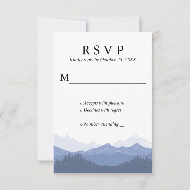 Blue Mountains Rustic Wedding RSVP Card (Vorderseite)