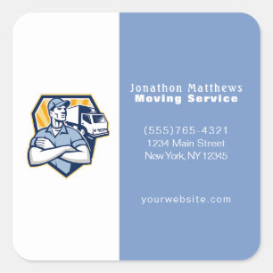 Blue Moving Typ Company Service Business Quadratischer Aufkleber