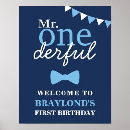 Blue Mr Onederful Welcome Poster