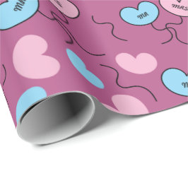 Blue Mr Pink Mrs Balloon Anniversary Gift Nahtlos Geschenkpapier