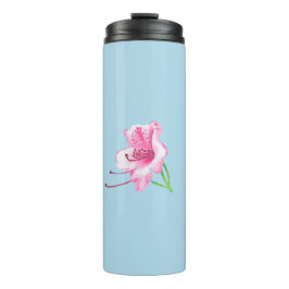 Blue mug with pink Lilly's  Thermosbecher