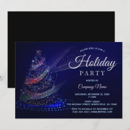 Blue Multi Color Tree Corporate Holiday Party Einladung