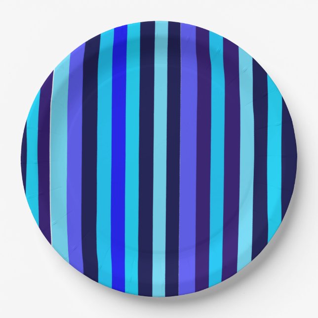 Blue Multi Tone Streifen Pappteller (Vorderseite)
