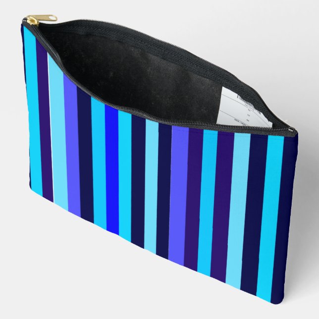 Blue Multi Tone Streifen Zubehörtasche (Offen)