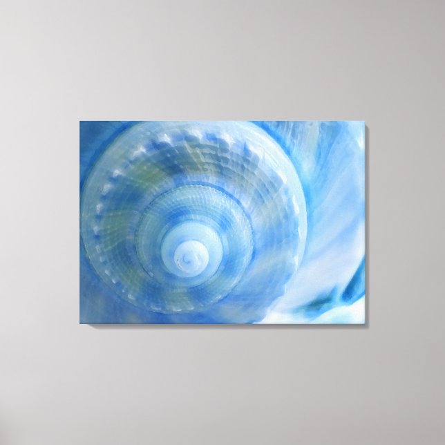 Blue Muschel Abstrakte digitale Kunst Canvas Print Leinwanddruck (Vorderseite)