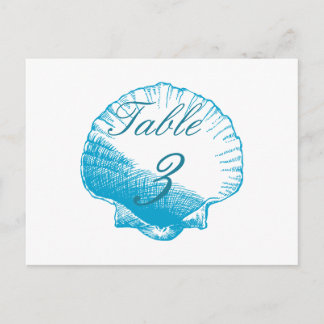 Blue Muscheln Beach Hochzeiten Tischnummer Cards