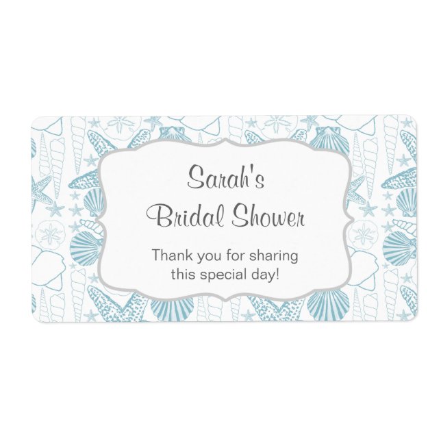 Blue Muscheln Water Flasche Label - passen Sie es  (Vorne)