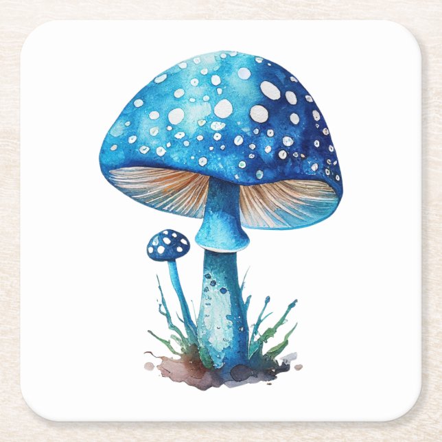 Blue Mushroom Untersetzer (Vorderseite)