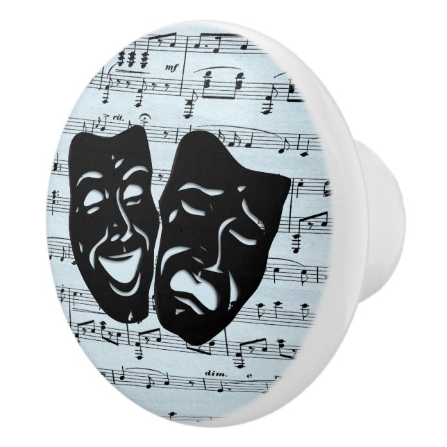 Blue Music Art Unites Theater Masken Keramikknauf (Rechts)