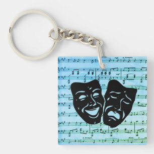 Blue Music Art Unites Theater Masken Schlüsselanhänger