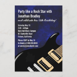 Blue Music Guitar Rock Star Geburtstag Einladung