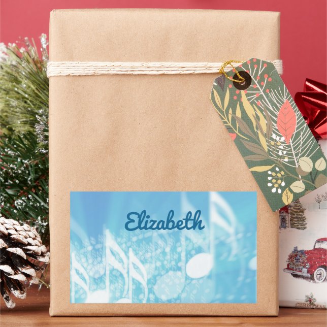 Blue Music Personalisiert Rechteckiger Aufkleber (Feiertag)