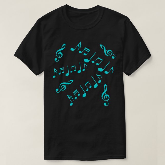 Blue Musical Notes T-Shirt (Design vorne)