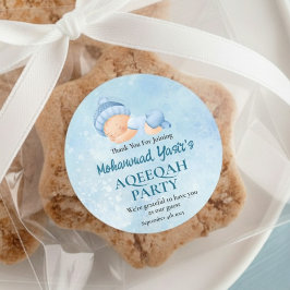 Blue Muslim Neuborn Baby Boy Aqeeqah Classic Round Runder Aufkleber