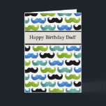 Blue Mustache pattern - Happy Birthday Dad Karte<br><div class="desc">Mustaches,  Turquots,  Funny,  Funny,  Black,  Birthday,  Green,  Retro,  Humor,  Gentleman,  Modern,  Mustache,  Pattern,  Happy Birthday,  Happy,  Blue,  Green,  Turquoise,  Teal,  Stache,  Staches,  Schnurrbart,  Dad,  Father,  Pop,  Daddy,  Daddy,  Daddy,  Daddy</div>