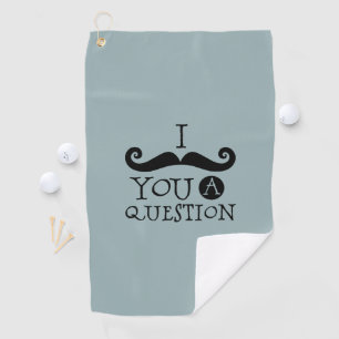 Blue Mustache Sie eine Frage Spaß Vatertag Golfhandtuch