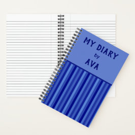 Blue My Diary by Me Striping Journal Notizbuch