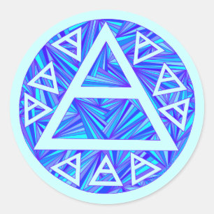 Blue Mystic Air Sign Symbol Plato Alt Runder Aufkleber