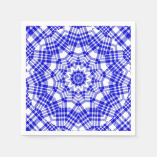 Blue n White Kariert Kaleidoscope Serviette