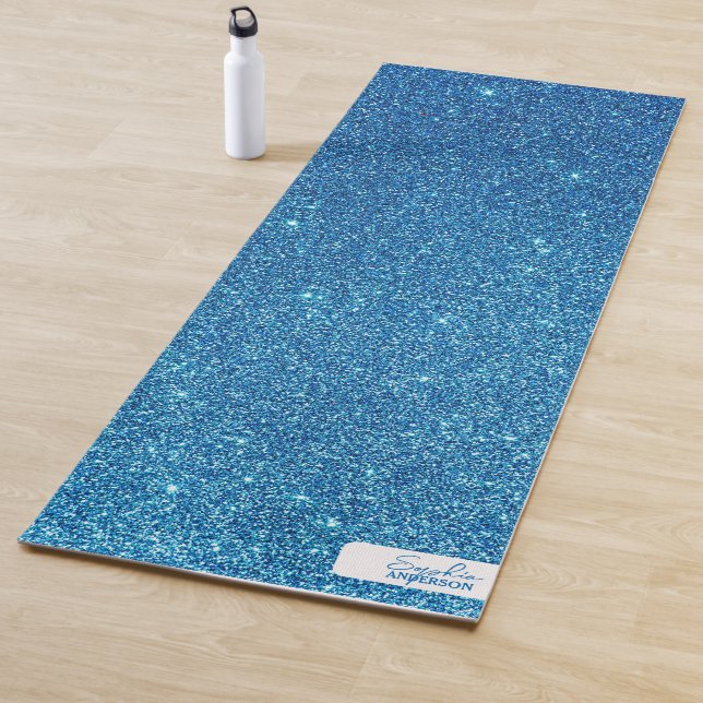 Blue Nah-up Glitzer mit Ihrem Namen Yoga Mat Yogamatte (Beispiel)