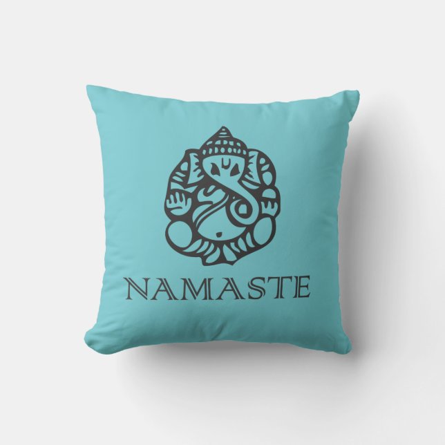 Blue Namaste Ganesh Pillow Kissen (Vorderseite)