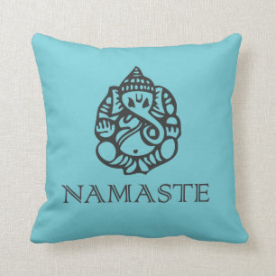 Blue Namaste Ganesh Pillow Kissen