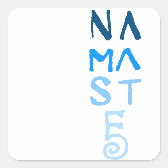 Blue Namaste Word Quadratischer Aufkleber (Vorderseite)