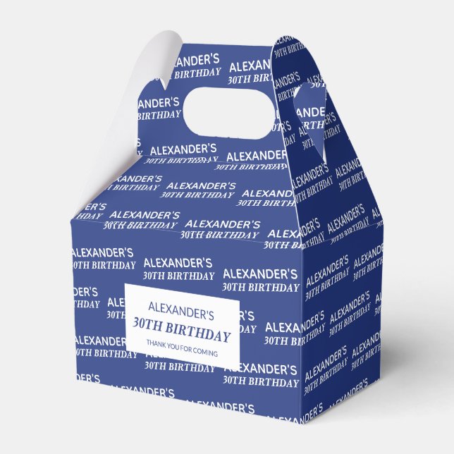 Blue Name & Age Birthday Gefälligkeitsboxen Geschenkschachtel (Vorderseite)