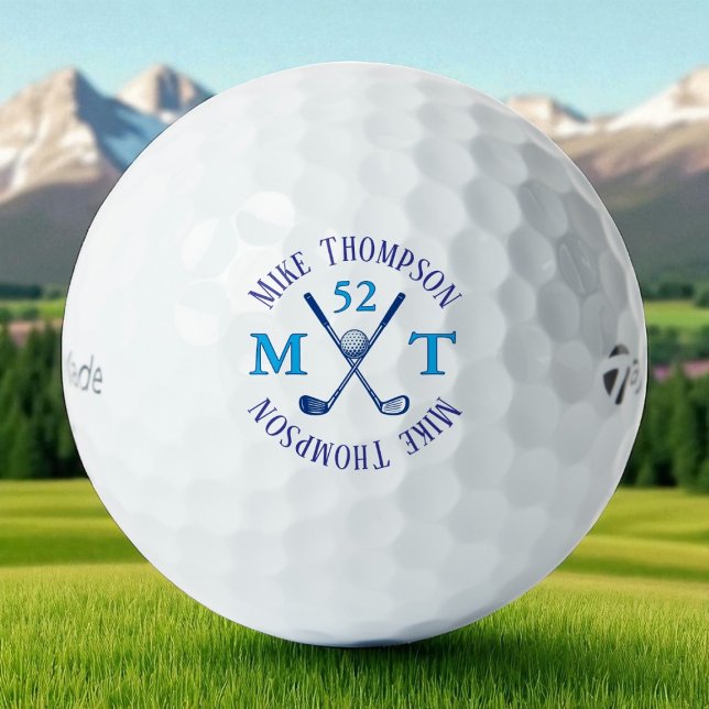 Blue Name, Initials and Age - Logo Golfball (Von Creator hochgeladen)