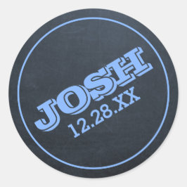 Blue Name-Logo und Datum der Zwischenablage Runder Aufkleber