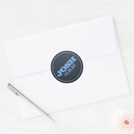 Blue Name-Logo und Datum der Zwischenablage Runder Aufkleber
