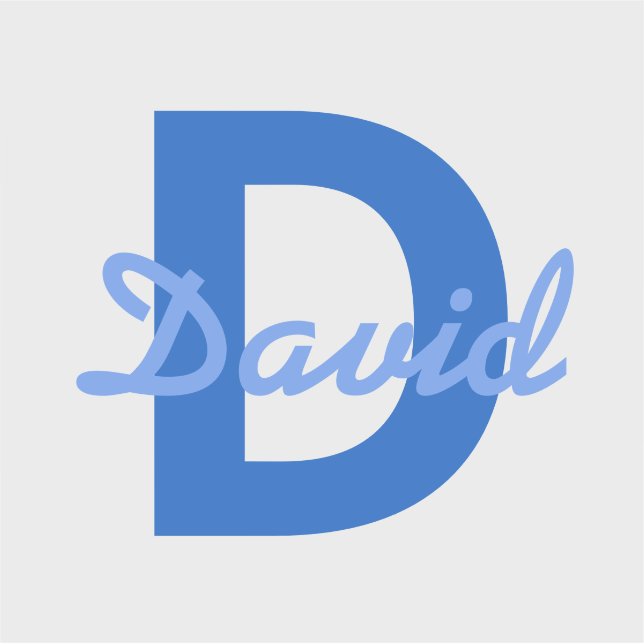 Blue Name & Monogram Aufkleber (Vorderseite)