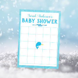Blue Narwhal Baby Dusche Bingo Spiel Einladung