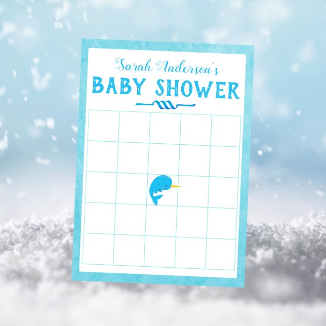 Blue Narwhal Baby Dusche Bingo Spiel Einladung (Von Creator hochgeladen)