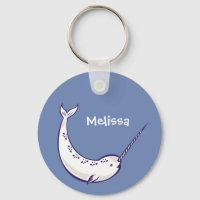 Blue Narwhal Personalisiert Schlüsselanhänger