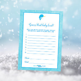 Blue Narwhal rät, dass Baby Food Baby Dusche Spiel Einladung