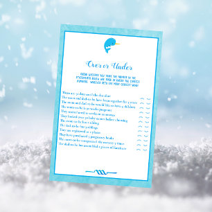 Blue Narwhall Over and Under Baby Shower Game Einladung