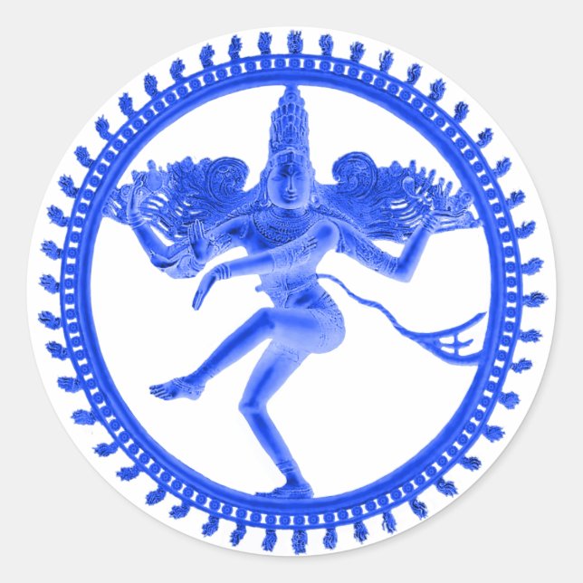 Blue Nataraja Runder Aufkleber (Vorderseite)