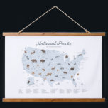 Blue National Parks Map Woodland Kinderzimmer Deco Wandteppich Mit Holzrahmen<br><div class="desc">Mit dieser detaillierten Karte der Nationalparks können Sie sich inspiriert die Staaten entdecken!</div>
