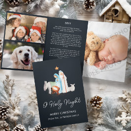 Blue Nativity Religious Christmas Dreifach Gefaltete Urlaubskarte