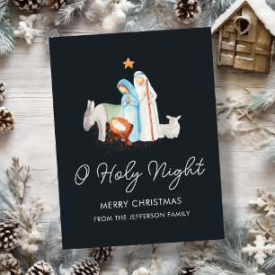 Blue Nativity Religious Christmas Feiertagspostkarte