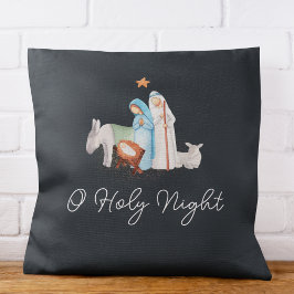 Blue Nativity Religious Christmas Kissen