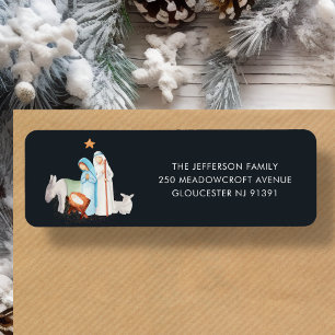 Blue Nativity Weihnachten   RÜCKSENDEADRESSEN-AUFK