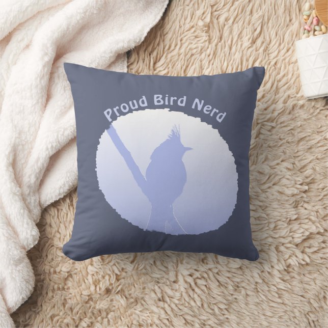 Blue Nature Silhouette Vogelbeobachter Proud Bird  Kissen (Decke)