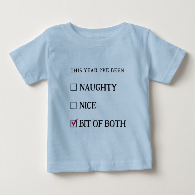 Blue Naughty Nice List Funny Niedliches Weihnachts Baby T-shirt (Vorderseite)