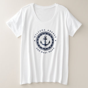 Blue Nautic Anchor Yacht Club Marina Name Große Größe T-Shirt