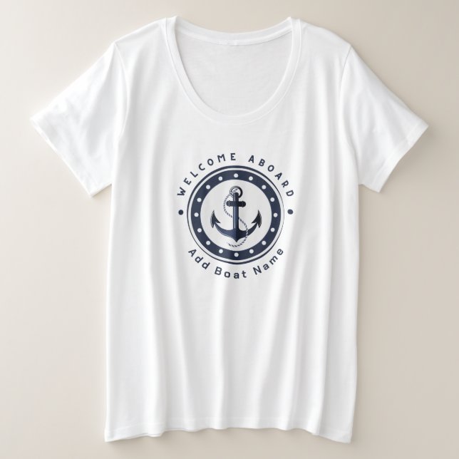Blue Nautic Anchor Yacht Club Marina Name Große Größe T-Shirt (Design vorne)